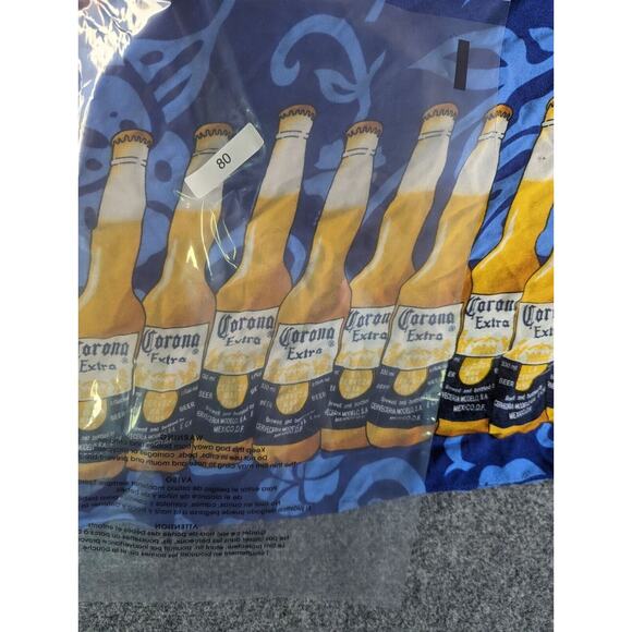 Corona Beer Beach Sarong Wrap 19x57" Swimsuit Cover Up Blue Bottles Fringe - Picture 5 of 7